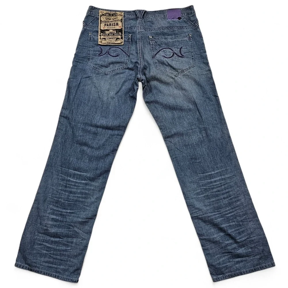 NWT‎ Parish Nation Denim Jeans Mens 40 Lavender Blue Embellished Pockets